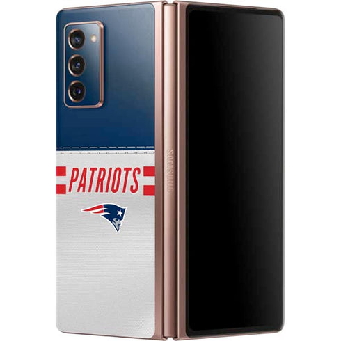 NFL New England Patriots White Striped Galaxy Z Fold2 5G Skin