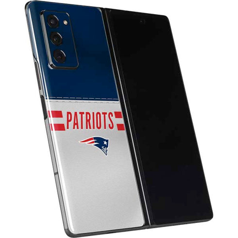 NFL New England Patriots White Striped Galaxy Z Fold2 5G Skin