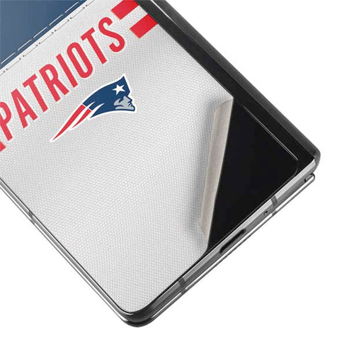 NFL New England Patriots White Striped Galaxy Z Fold2 5G Skin