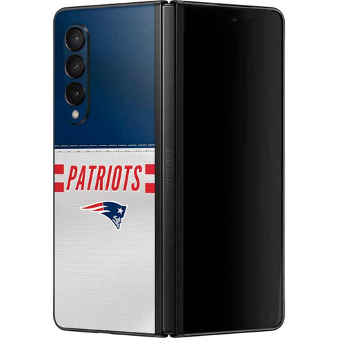 NFL New England Patriots White Striped Galaxy Z Fold3 5G Skin