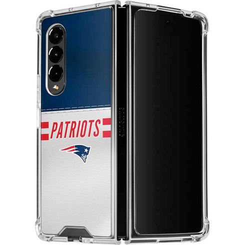 NFL New England Patriots White Striped Galaxy Z Fold4 5G Clear Case