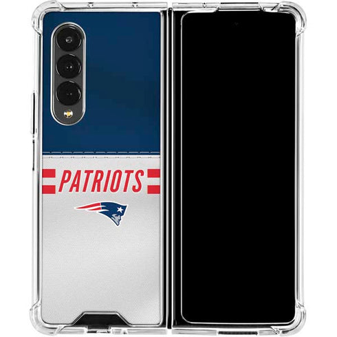 NFL New England Patriots White Striped Galaxy Z Fold4 5G Clear Case