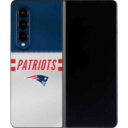 NFL New England Patriots White Striped Galaxy Z Fold4 5G Skin