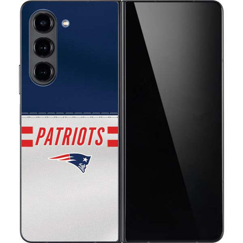 NFL New England Patriots White Striped Galaxy Z Fold5 5G Skin