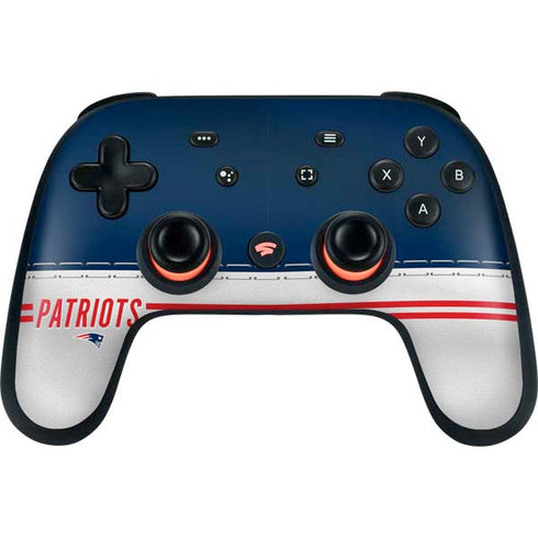 NFL New England Patriots White Striped Google Stadia Controller Skin
