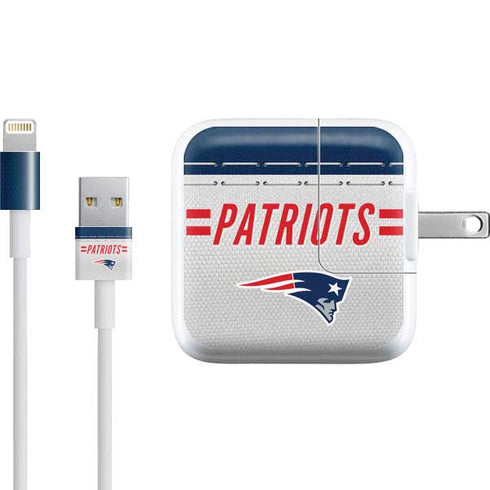 NFL New England Patriots White Striped iPad Charger (10W USB) Skin