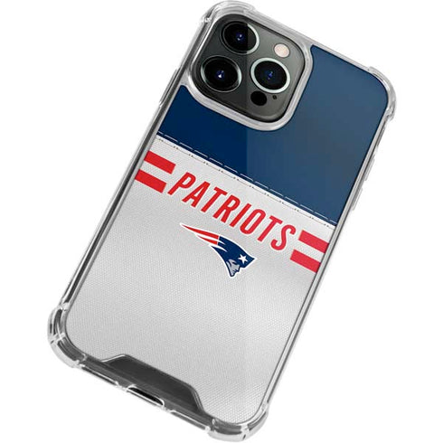 NFL New England Patriots White Striped iPhone 13 Pro Max Clear Case
