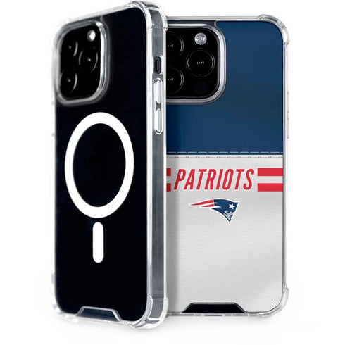 NFL New England Patriots White Striped iPhone 13 Pro Max MagSafe Case
