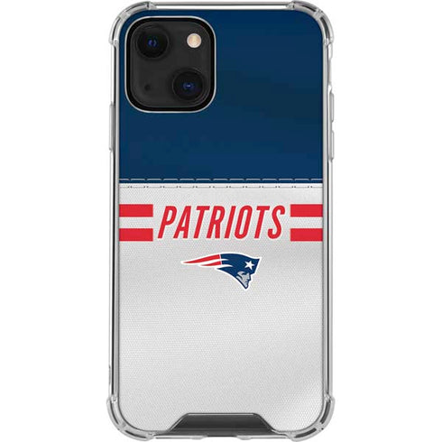 NFL New England Patriots White Striped iPhone 14 Plus Clear Case