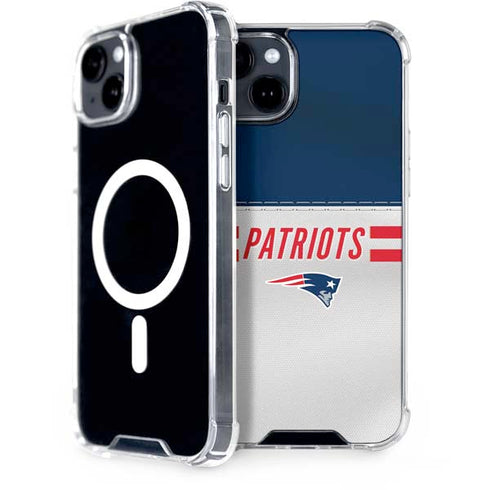 NFL New England Patriots White Striped iPhone 15 Plus MagSafe Case