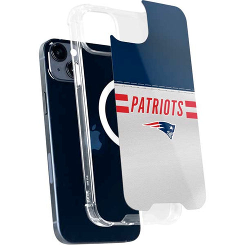 NFL New England Patriots White Striped iPhone 15 Plus MagSafe Case