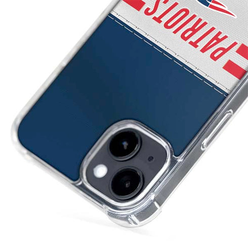 NFL New England Patriots White Striped iPhone 15 Plus MagSafe Case