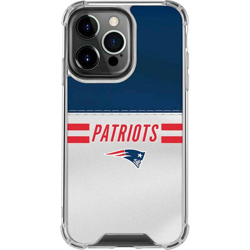 NFL New England Patriots White Striped iPhone 14 Pro Clear Case