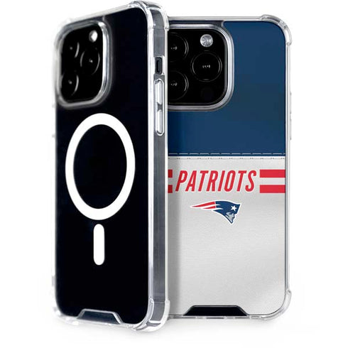 NFL New England Patriots White Striped iPhone 15 Pro MagSafe Case