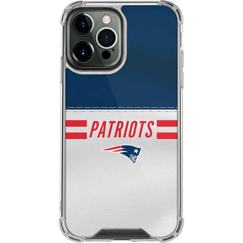 NFL New England Patriots White Striped iPhone 14 Pro Max Clear Case