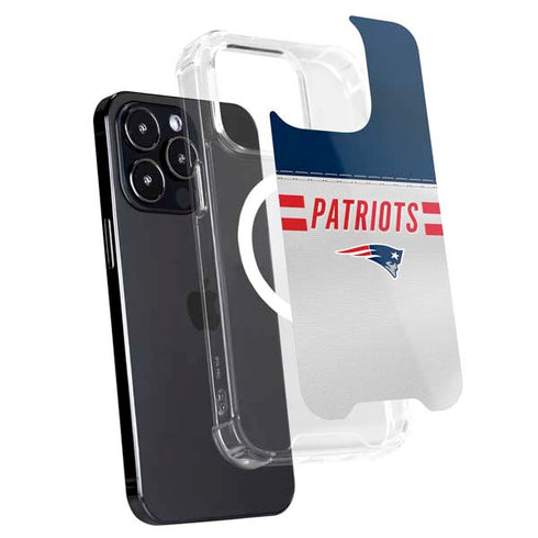 NFL New England Patriots White Striped iPhone 15 Pro Max MagSafe Case
