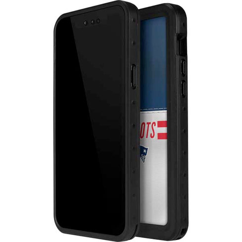 NFL New England Patriots White Striped iPhone 14 Pro Max Waterproof Case