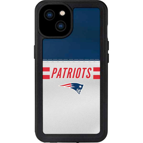 NFL New England Patriots White Striped iPhone 15 Plus Waterproof Case