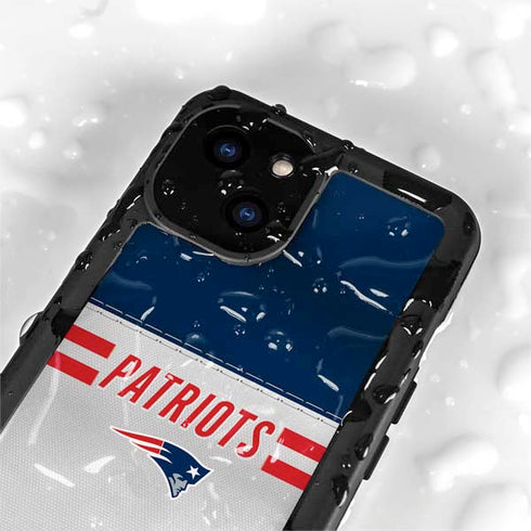NFL New England Patriots White Striped iPhone 15 Waterproof Case