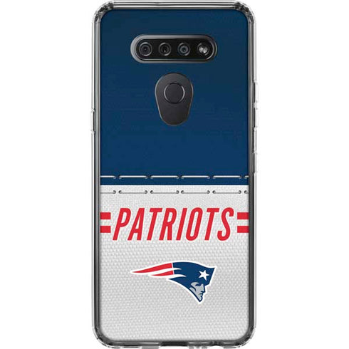 NFL New England Patriots White Striped LG K51/Q51 Clear Case