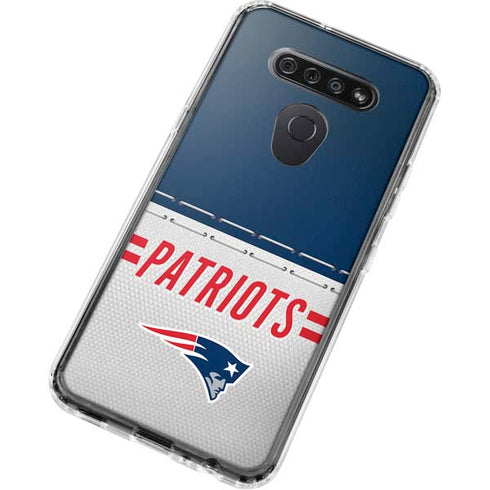 NFL New England Patriots White Striped LG K51/Q51 Clear Case