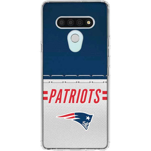 NFL New England Patriots White Striped LG Stylo 6 Clear Case
