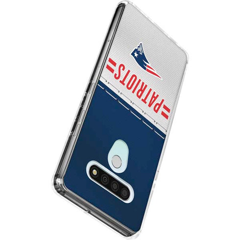 NFL New England Patriots White Striped LG Stylo 6 Clear Case