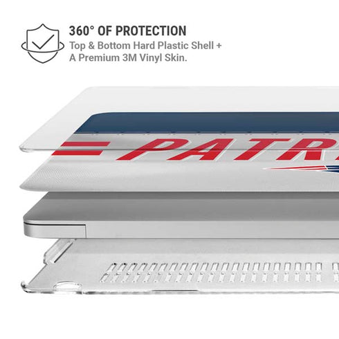 NFL New England Patriots White Striped MacBook Pro 15in (2016-19) Case plus Skin