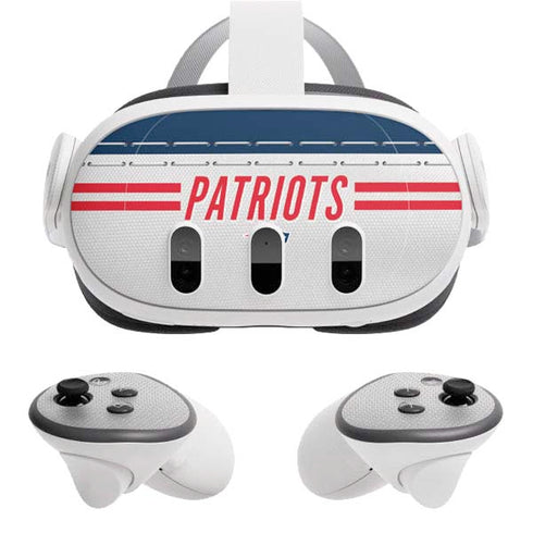 NFL New England Patriots White Striped Meta Quest 3 Skin