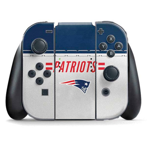 NFL New England Patriots White Striped Nintendo Switch (2017-2021) Joy-Con Controller Skin