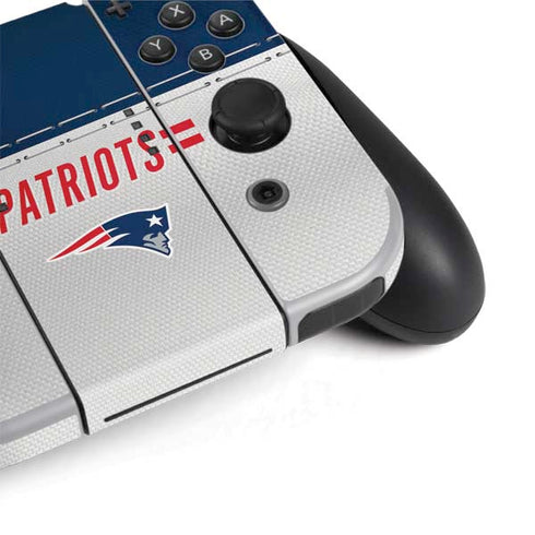 NFL New England Patriots White Striped Nintendo Switch OLED (2021) Skin