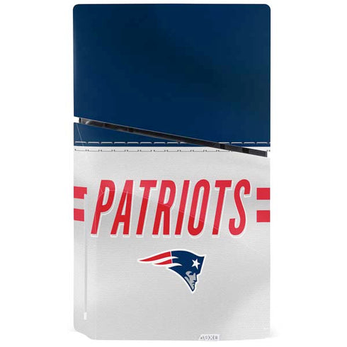 NFL New England Patriots White Striped PS5 Slim Disk Bundle Skin