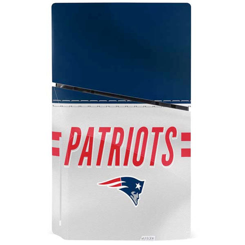 NFL New England Patriots White Striped PS5 Slim Disk Console Skin
