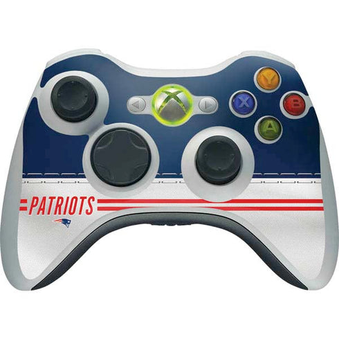 NFL New England Patriots White Striped Xbox 360 Wireless Controller Skin