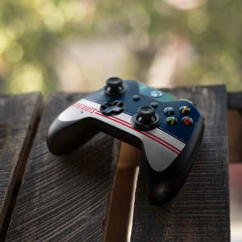 NFL New England Patriots White Striped Xbox One Controller Skin