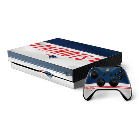 NFL New England Patriots White Striped Xbox One X Bundle Skin