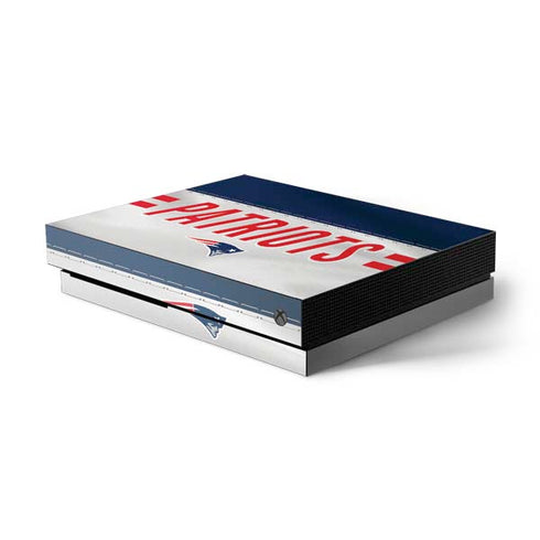 NFL New England Patriots White Striped Xbox One X Console Skin