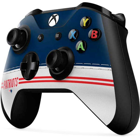 NFL New England Patriots White Striped Xbox One X Controller Skin