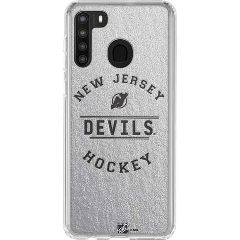 NHL New Jersey Devils Black Text Galaxy A21 Clear Case