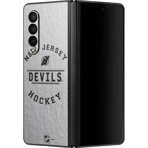 NHL New Jersey Devils Black Text Galaxy Z Fold3 5G Skin