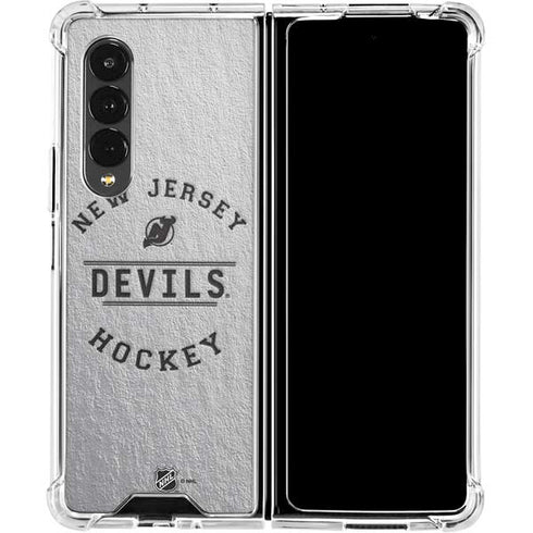 NHL New Jersey Devils Black Text Galaxy Z Fold4 5G Clear Case
