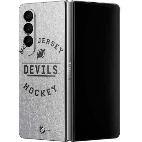 NHL New Jersey Devils Black Text Galaxy Z Fold4 5G Skin