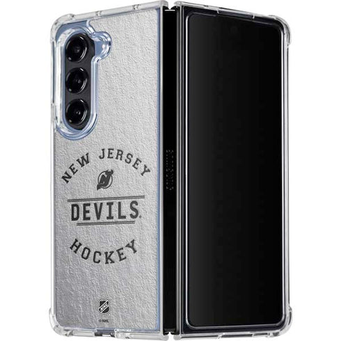 NHL New Jersey Devils Black Text Galaxy Z Fold5 5G Clear Case