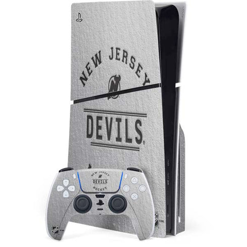 NHL New Jersey Devils Black Text PS5 Slim Disk Bundle Skin