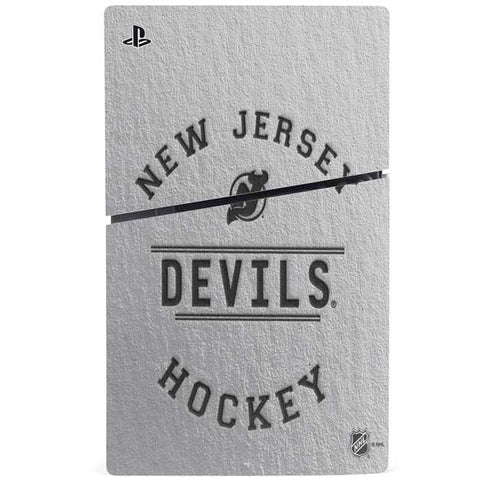 NHL New Jersey Devils Black Text PS5 Slim Digital Edition Bundle Skin