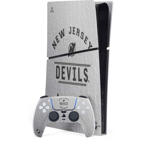 NHL New Jersey Devils Black Text PS5 Slim Digital Edition Console Skin
