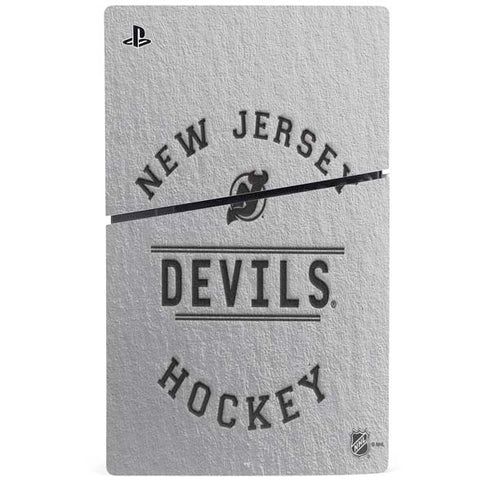 NHL New Jersey Devils Black Text PS5 Slim Digital Edition Console Skin