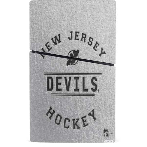 NHL New Jersey Devils Black Text PS5 Slim Digital Edition Console Skin