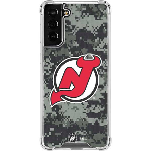 NHL New Jersey Devils Camo Galaxy S21 FE Clear Case