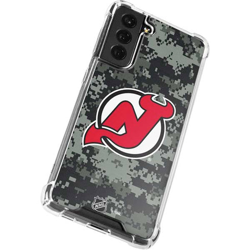 NHL New Jersey Devils Camo Galaxy S21 FE Clear Case